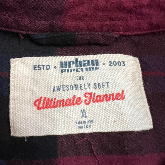 Urban Pipeline Kids Boys XL Plaid Flannel Shirt‎ Long Sleeve Button Up New - Picture 4 of 10